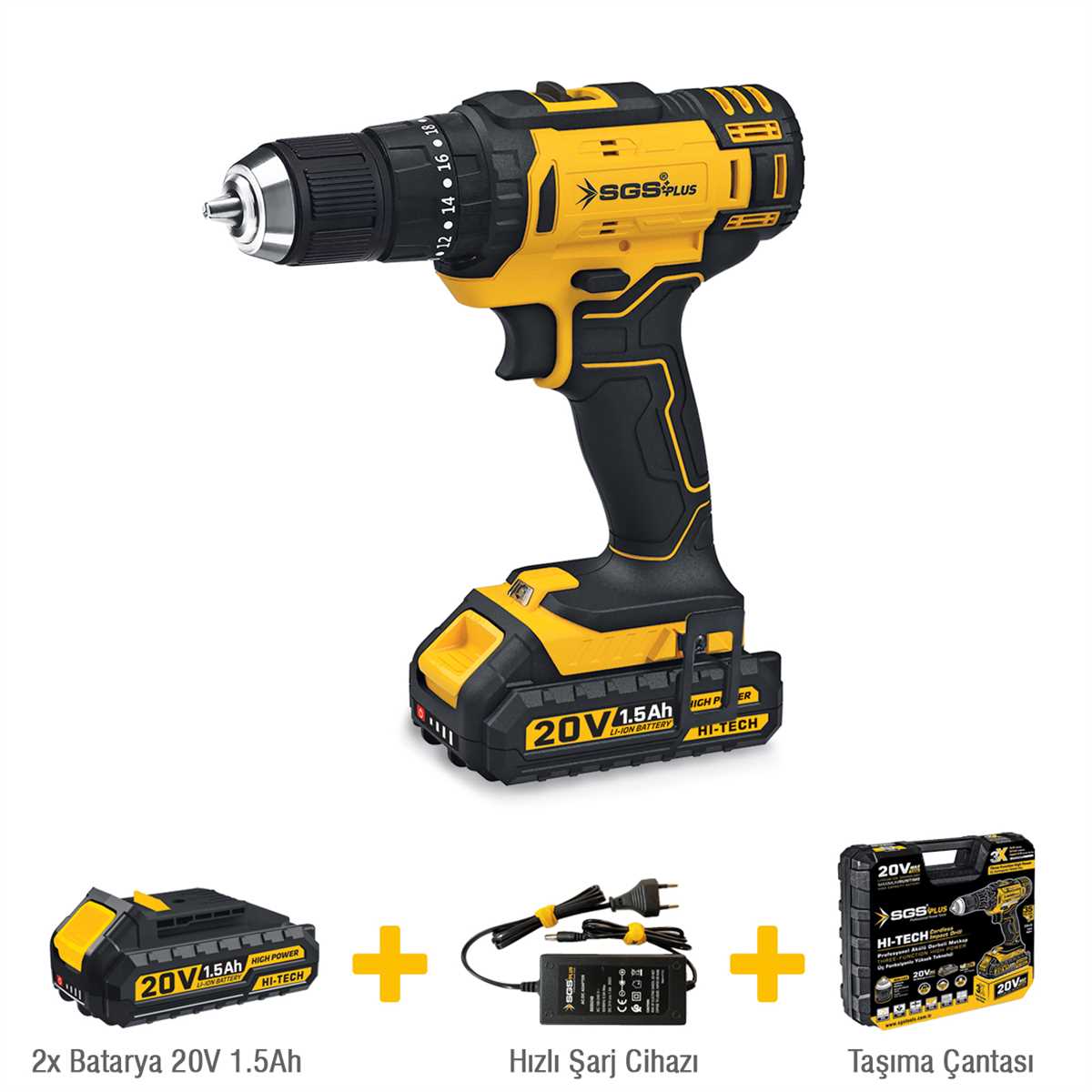 SGS Akülü Vidalama Seti Darbeli 20 Volt (1.5Ah) (10/Koli)✓